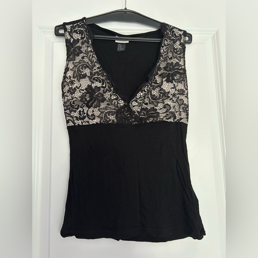 H&M Black Lace Overlay Top